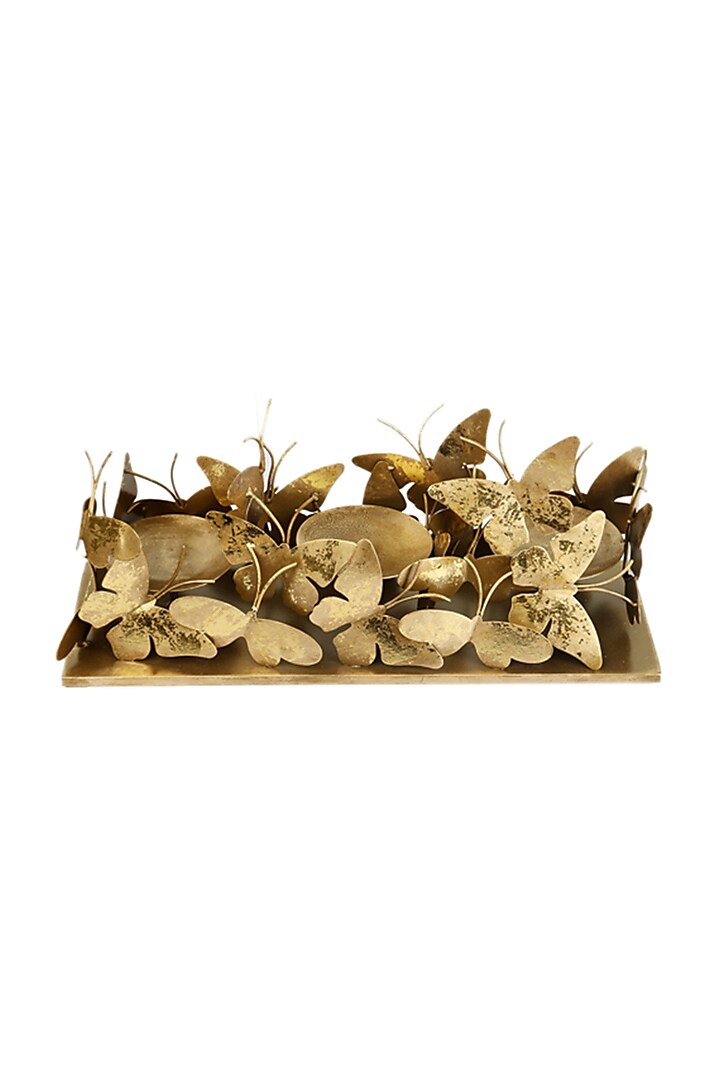 Golden Iron & Brass Butterfly Trail Candle Stand by H2H