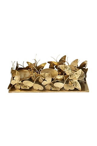 Golden Iron & Brass Butterfly Trail Candle Stand by H2H