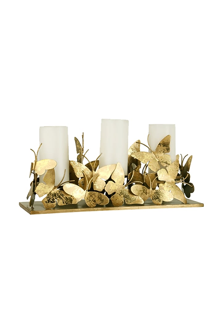 Golden Iron & Brass Butterfly Trail Candle Stand by H2H at Pernia's Pop Up Shop