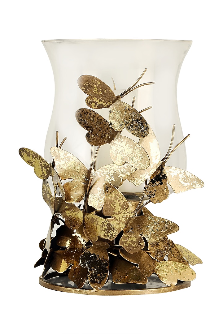Golden Iron & Brass Butterfly Stack Candle Stand by H2H