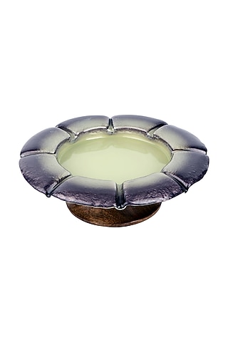 Lilac Teakwood & Glass Flower Bowl  by H2H