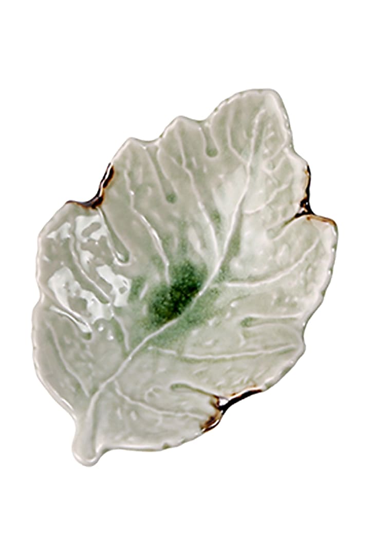 White & Green Ceramic Ash Leaf Serving Platter by H2H