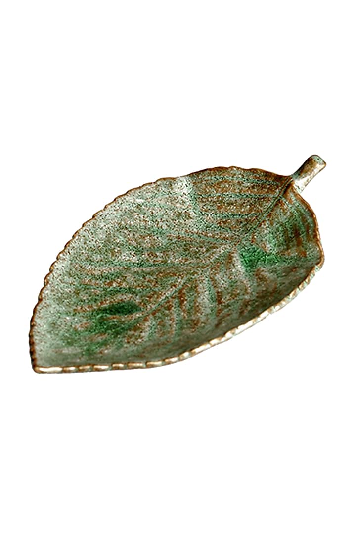 Green Ceramic Autumn Plate  by H2H