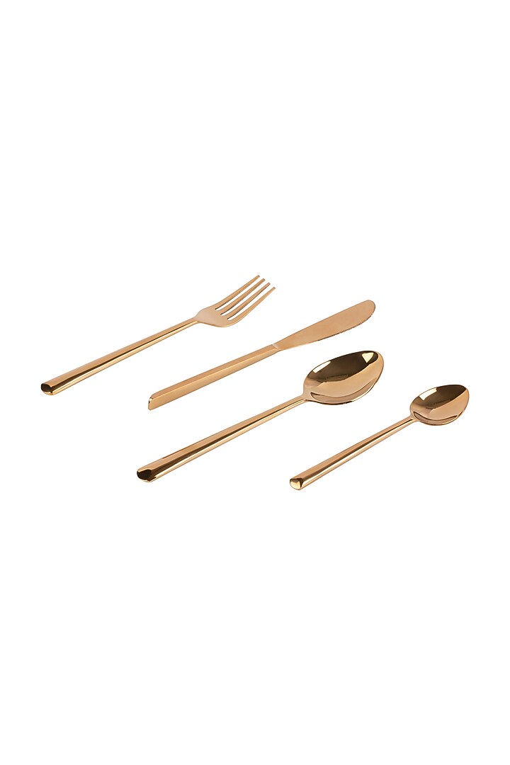 Gold Finish Spoon Set (Set of 4) by H2H at Pernia's Pop Up Shop