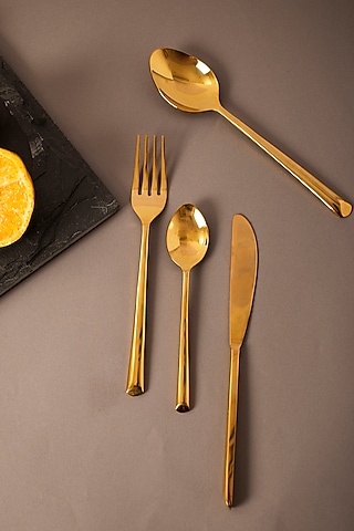 Gold Finish Spoon Set (Set of 4) by H2H