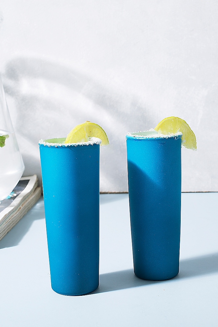 Bright Blue Tequila Shot Glasses (Set of 2) by H2H