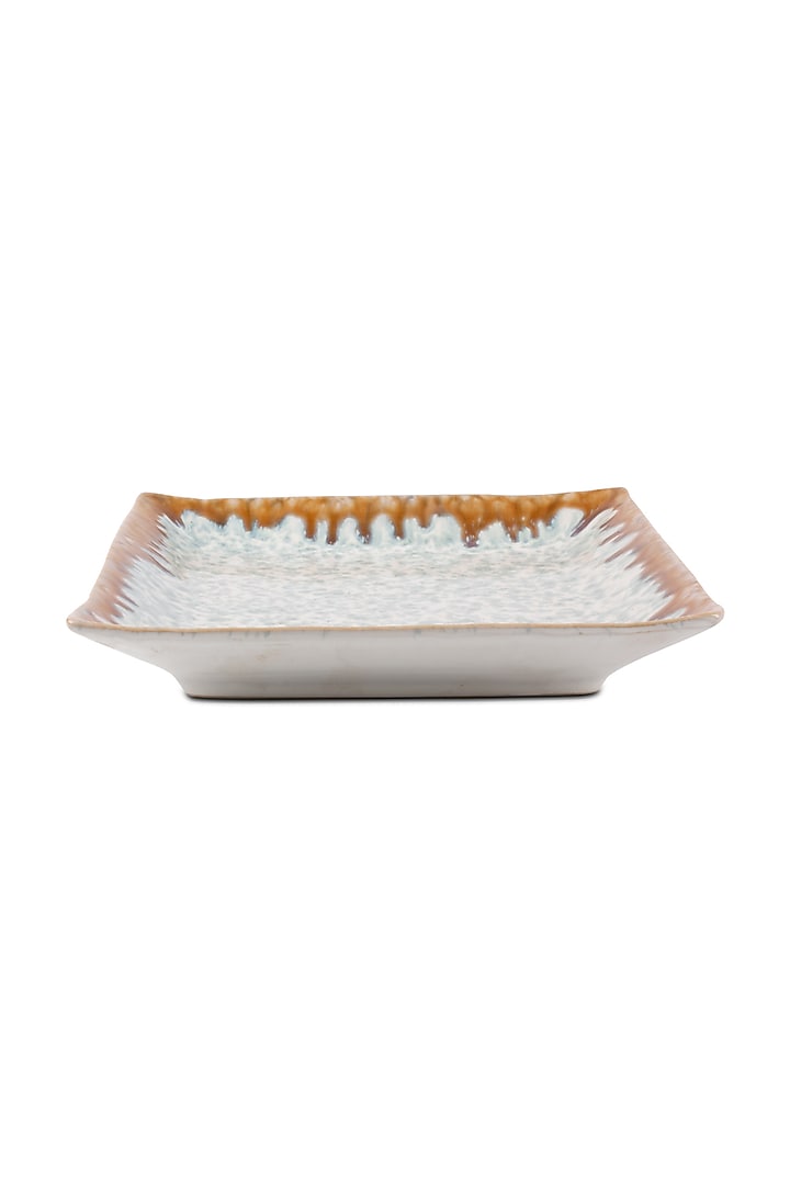 Beige & Ivory Stoneware Handmade Square Platter by H2H at Pernia's Pop Up Shop