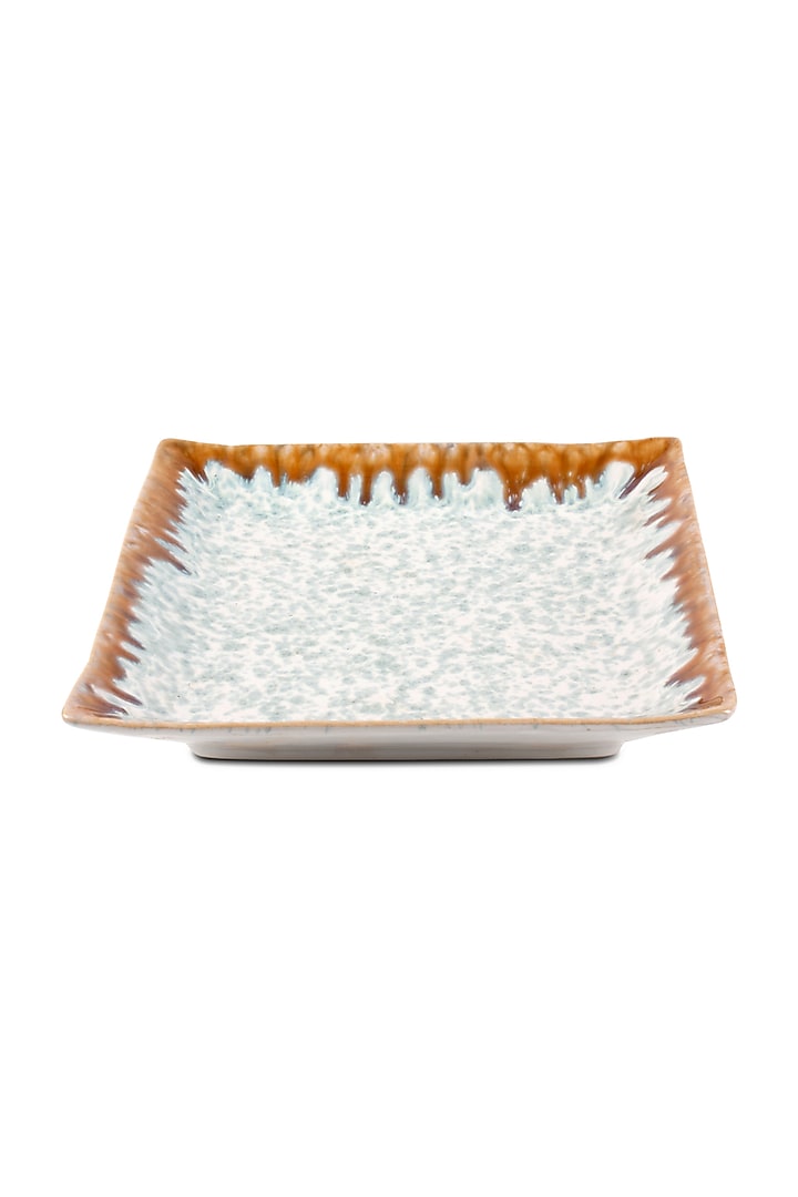 Beige & Ivory Stoneware Handmade Square Platter by H2H at Pernia's Pop Up Shop
