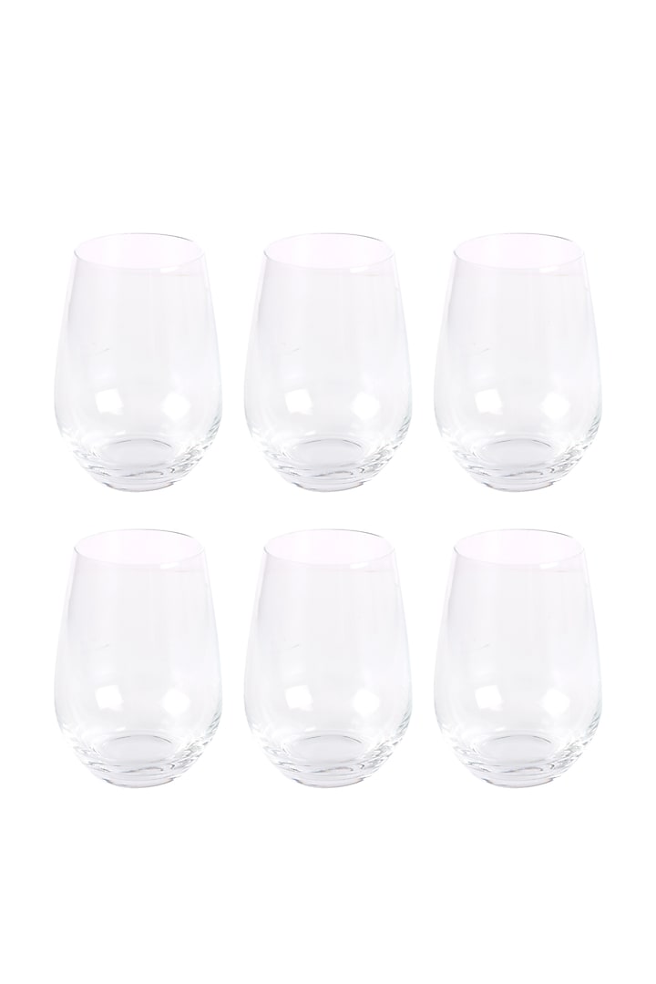 Clear Crystal Stemless Wine Glasses (Set of 6) Design by H2H at