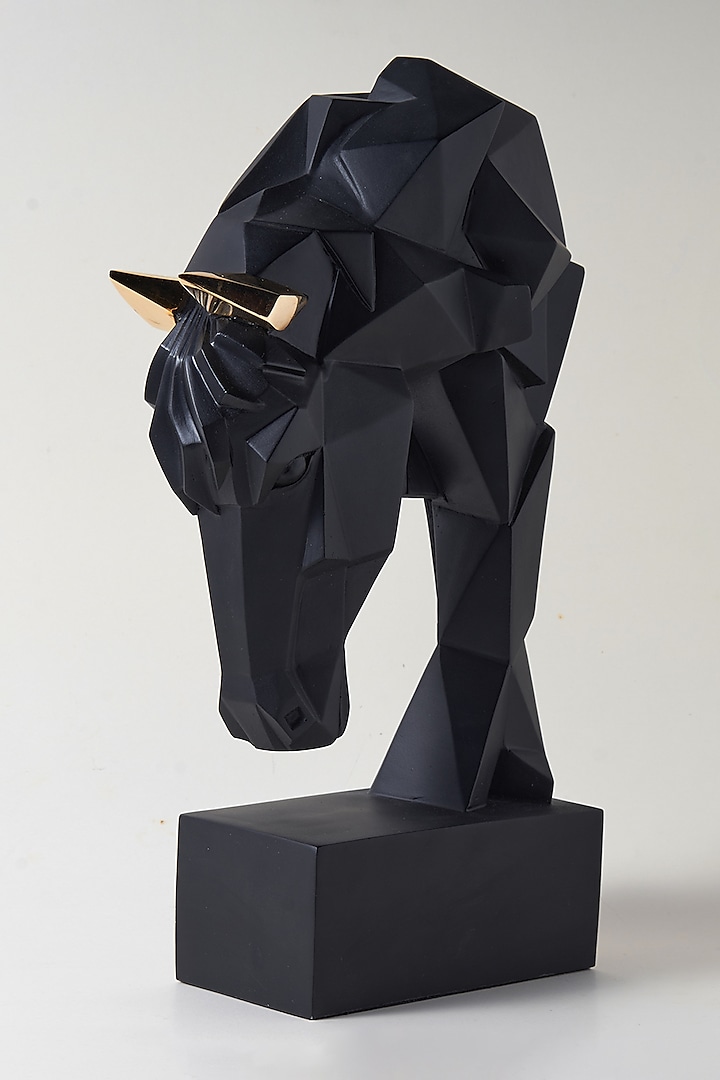 Black Fiber Horse Head Sculpture by H2H
