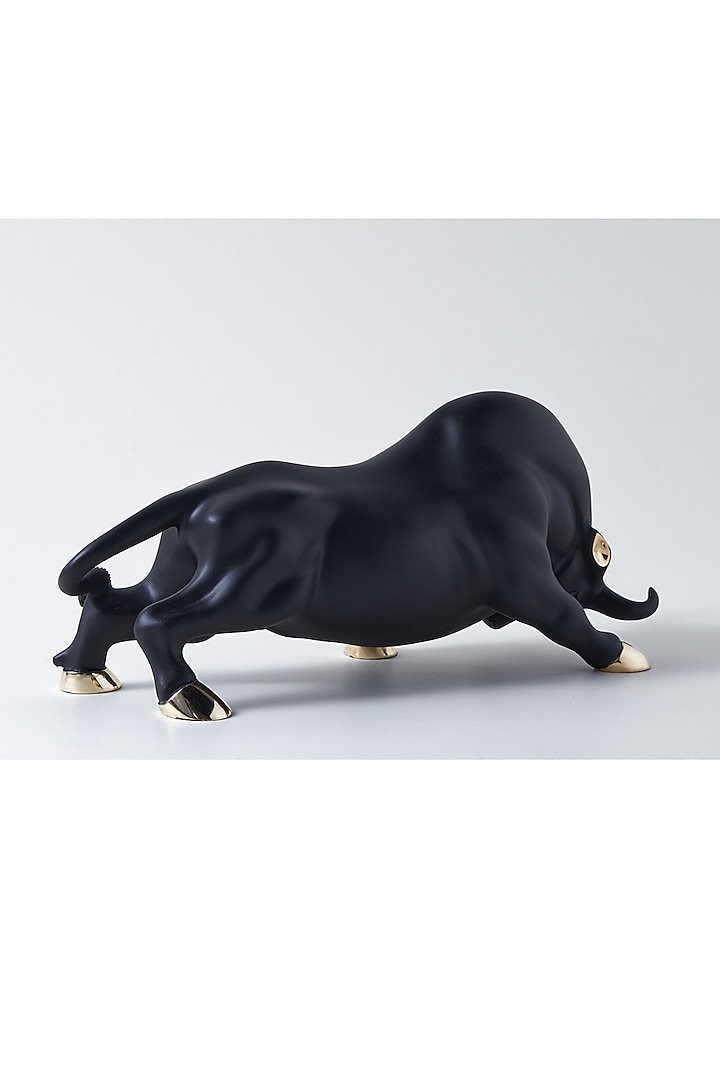 Black Resin & Marble Bull Sculpture by H2H at Pernia's Pop Up Shop