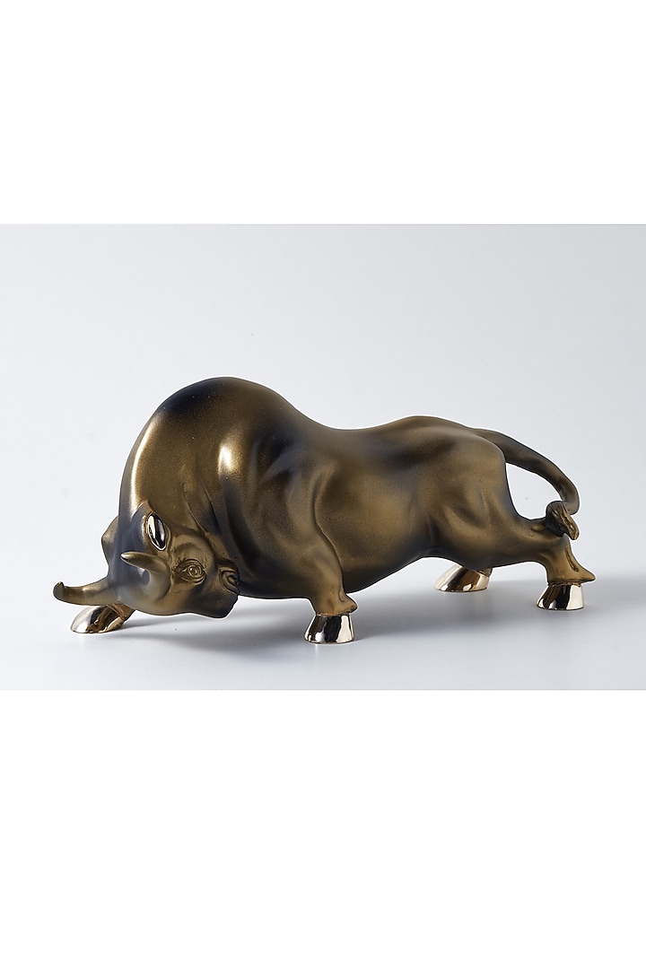 Antique Finish Resin & Marble Bull Sculpture by H2H at Pernia's Pop Up Shop