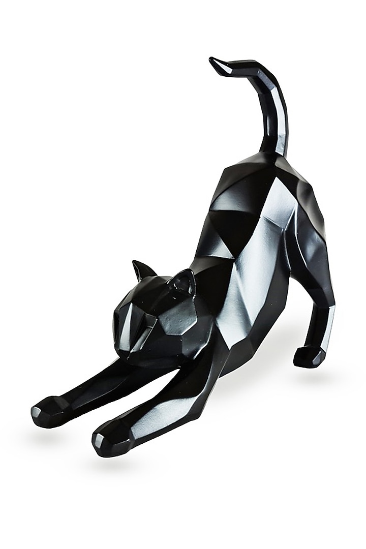 Black Fiber Cat Sculpture by H2H