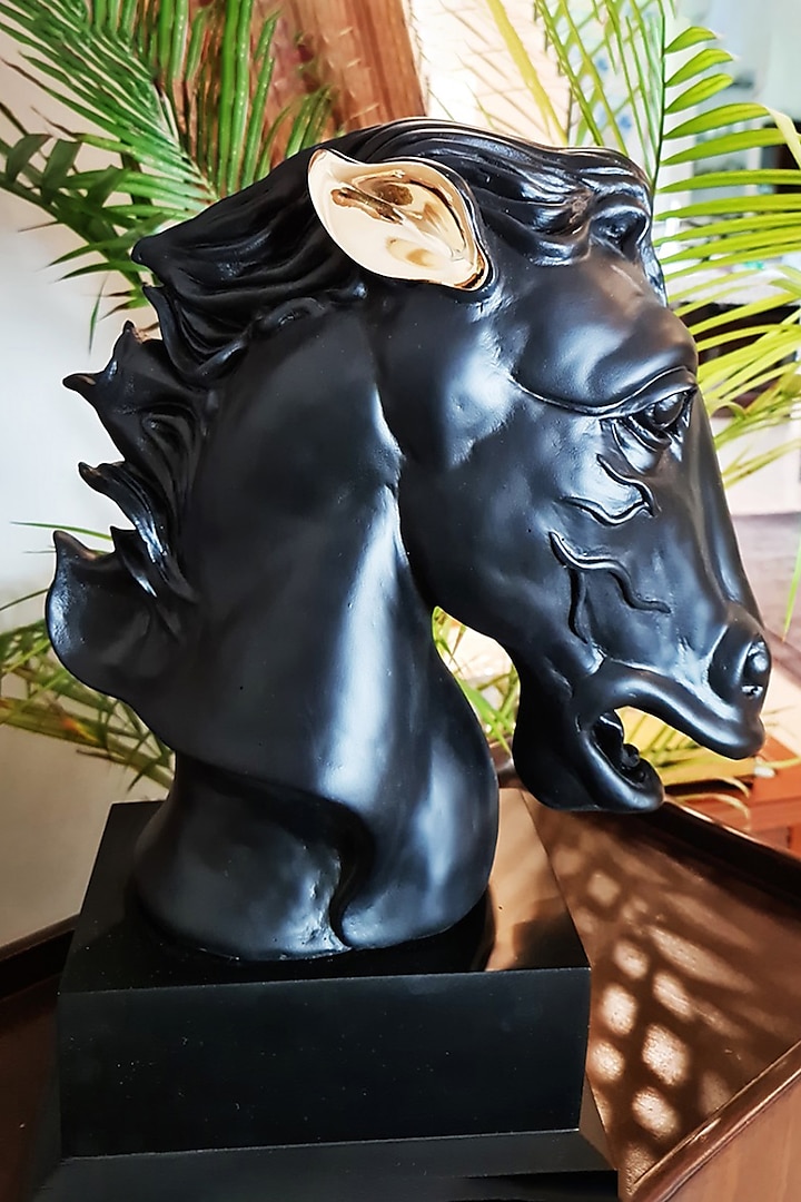 Black Fiber Horse Sculpture by H2H