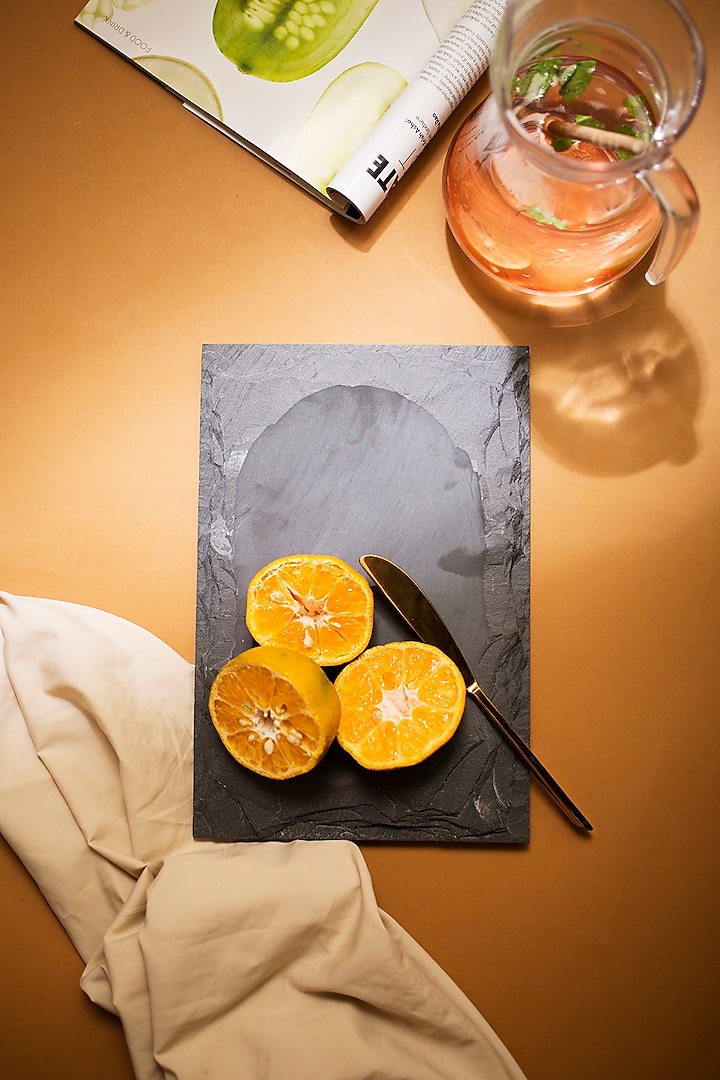 Grey Solid Slate Platter by H2H