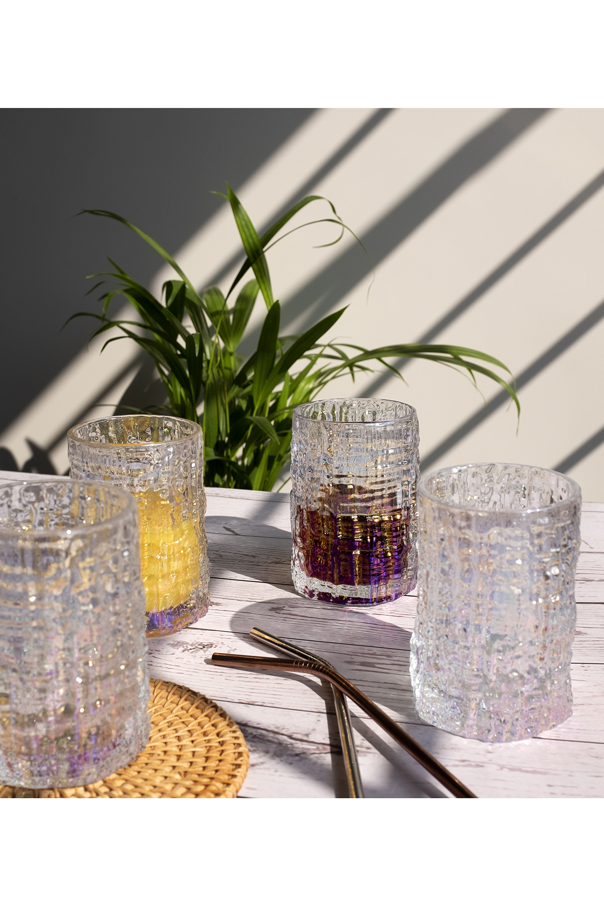 Rainbow Tinted Glasses (Set Of 4) by H2H at Pernia's Pop Up Shop