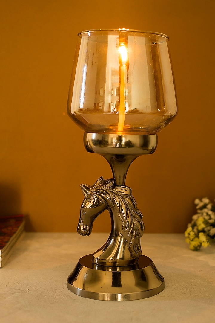 Antique Gold Glass Candle Holder by H2H