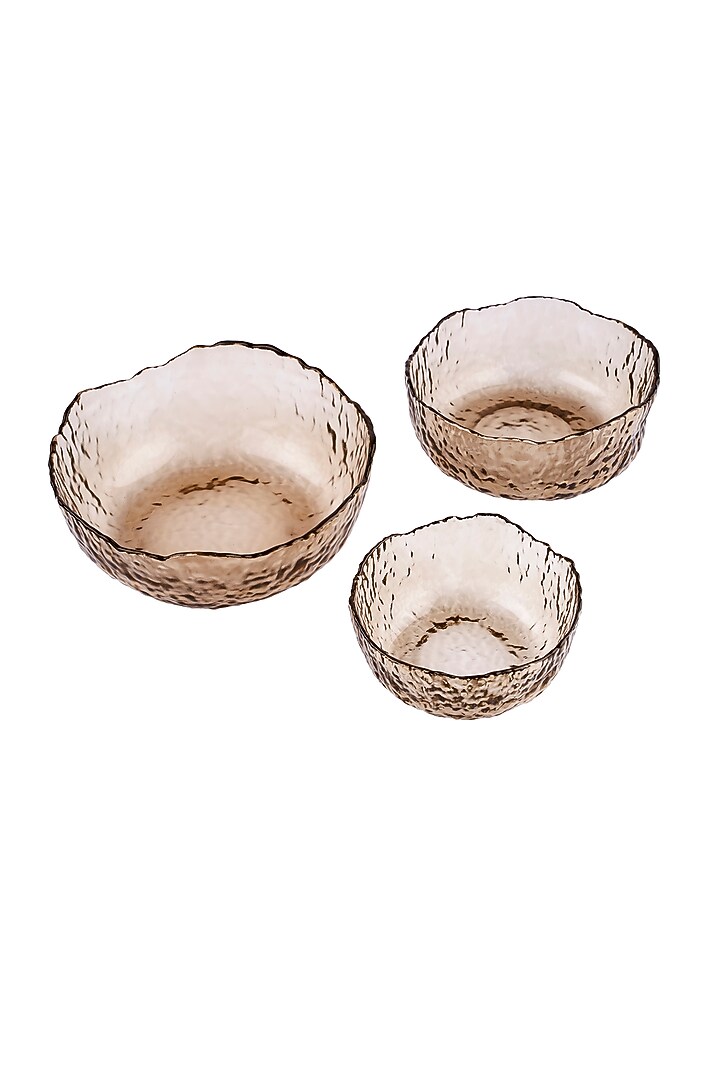 Grey Asymmetric Glass Bowls (Set Of 3) by H2H at Pernia's Pop Up Shop
