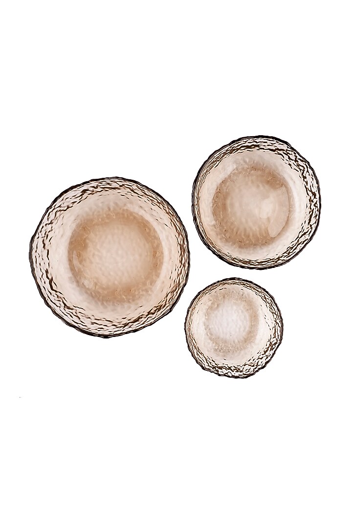 Grey Asymmetric Glass Bowls (Set Of 3) by H2H at Pernia's Pop Up Shop