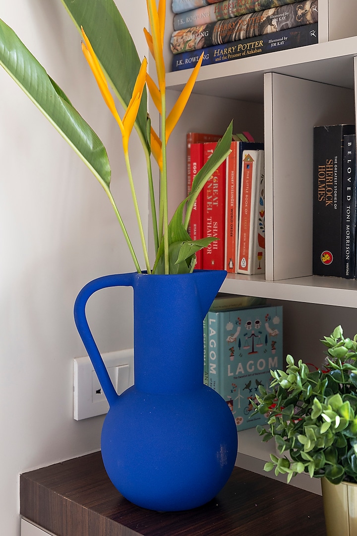 Matte Blue Finish Ceramic Jug-Shaped Vase by H2H