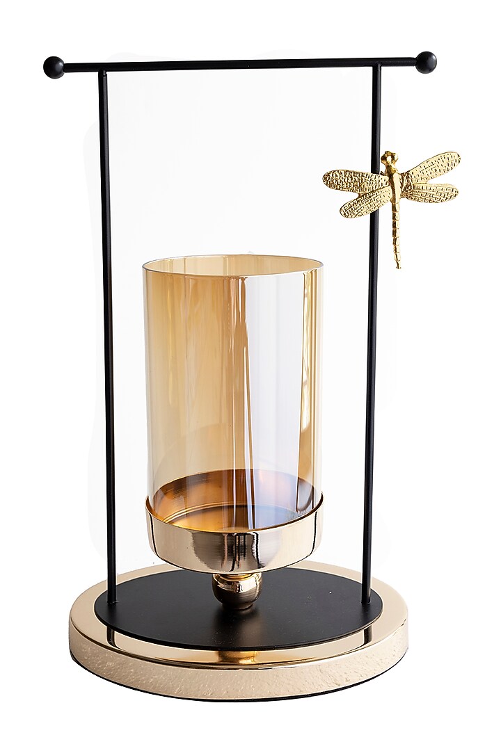 Gold & Black Metal Dragonfly Candle Holder by H2H at Pernia's Pop Up Shop