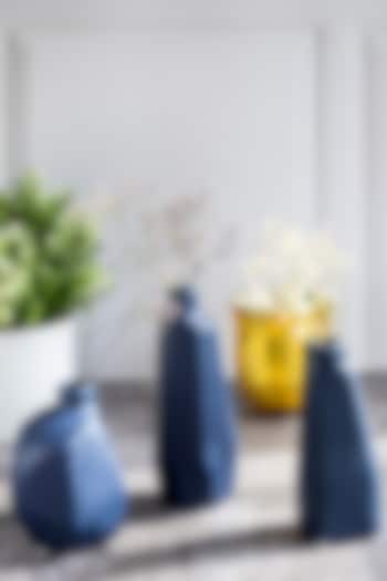 Blue Ceramic Miniature Vases (Set of 3) by H2H at Pernia's Pop Up Shop