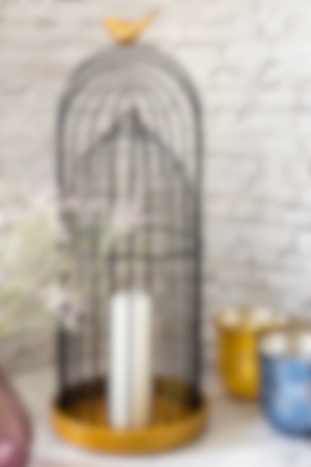 Black & Gold Metal Tweet Cage Lantern by H2H at Pernia's Pop Up Shop