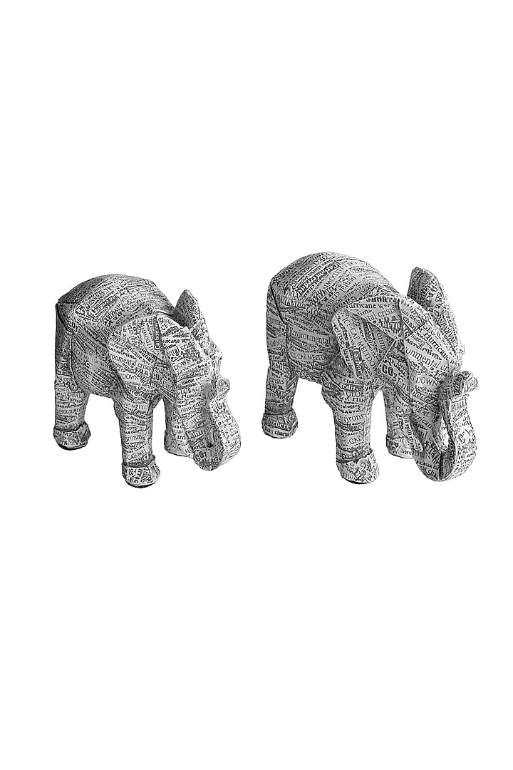 Grey Wise Elephant Sculptures (Set of 2) by H2H at Pernia's Pop Up Shop
