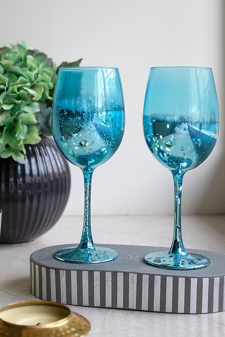 Blue Retro Glasses (Set of 2) by H2H at Pernia's Pop Up Shop