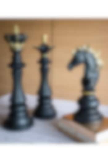 Black Polyresin Chess Sculptures (Set of 3) by H2H