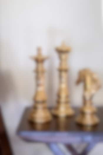 Gold Polyresin Chess Sculptures (Set of 3) by H2H