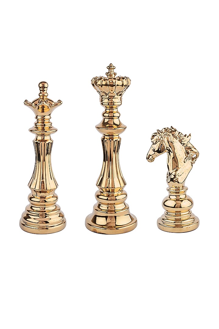 Gold Polyresin Chess Sculptures (Set of 3) by H2H at Pernia's Pop Up Shop