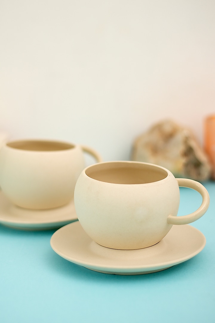 Ivory Ceramic Cups (Set of 2) by H2H at Pernia's Pop Up Shop