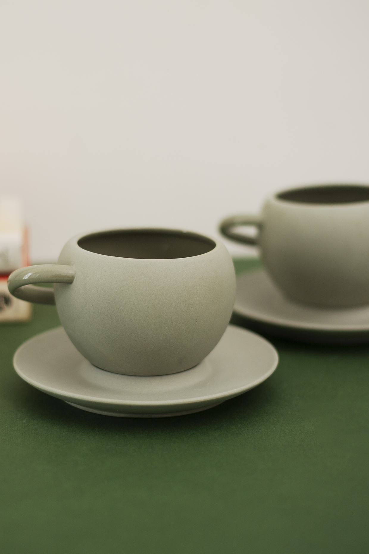 Greyish-Green Matte-Finished Cups (Set of 2) by H2H at Pernia's Pop Up Shop