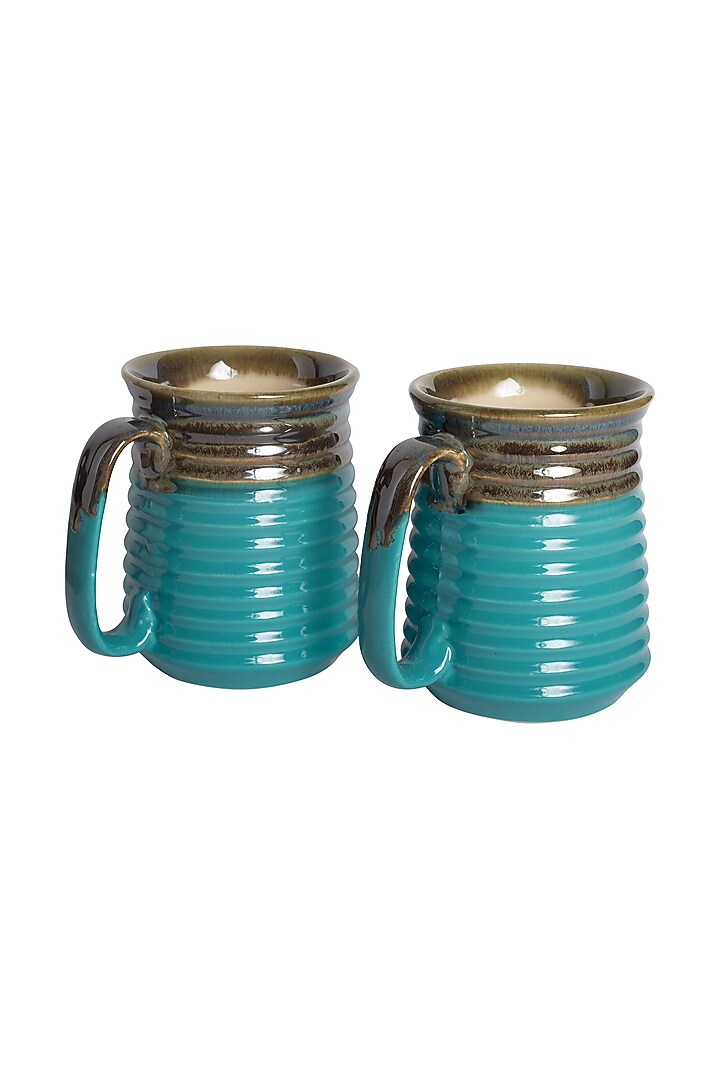 Blue Ceramic Beer Mugs (Set of 2) by H2H at Pernia's Pop Up Shop