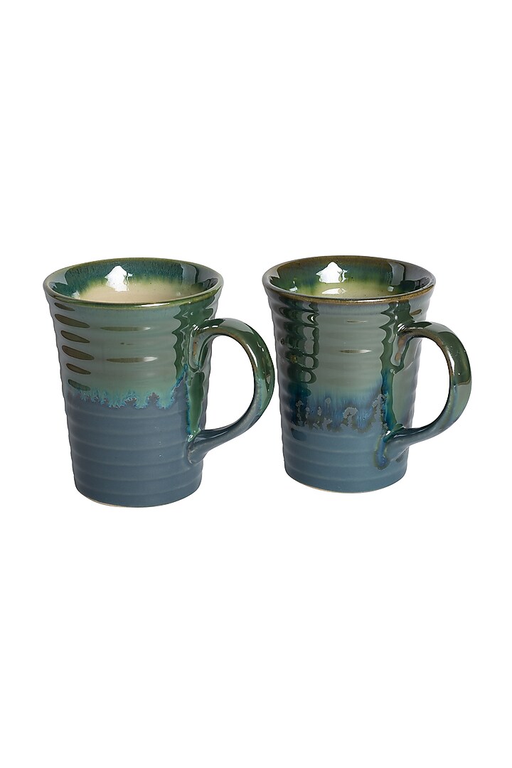 Soft Blue & Green Ceramic Mugs (Set of 2) by H2H at Pernia's Pop Up Shop
