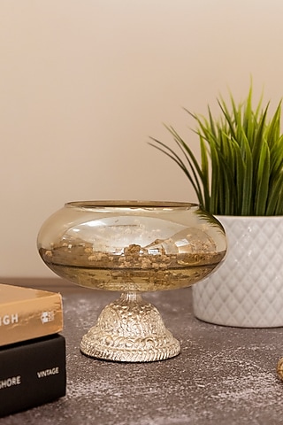 Silver Metal & Glass Sterling Bowl by H2H