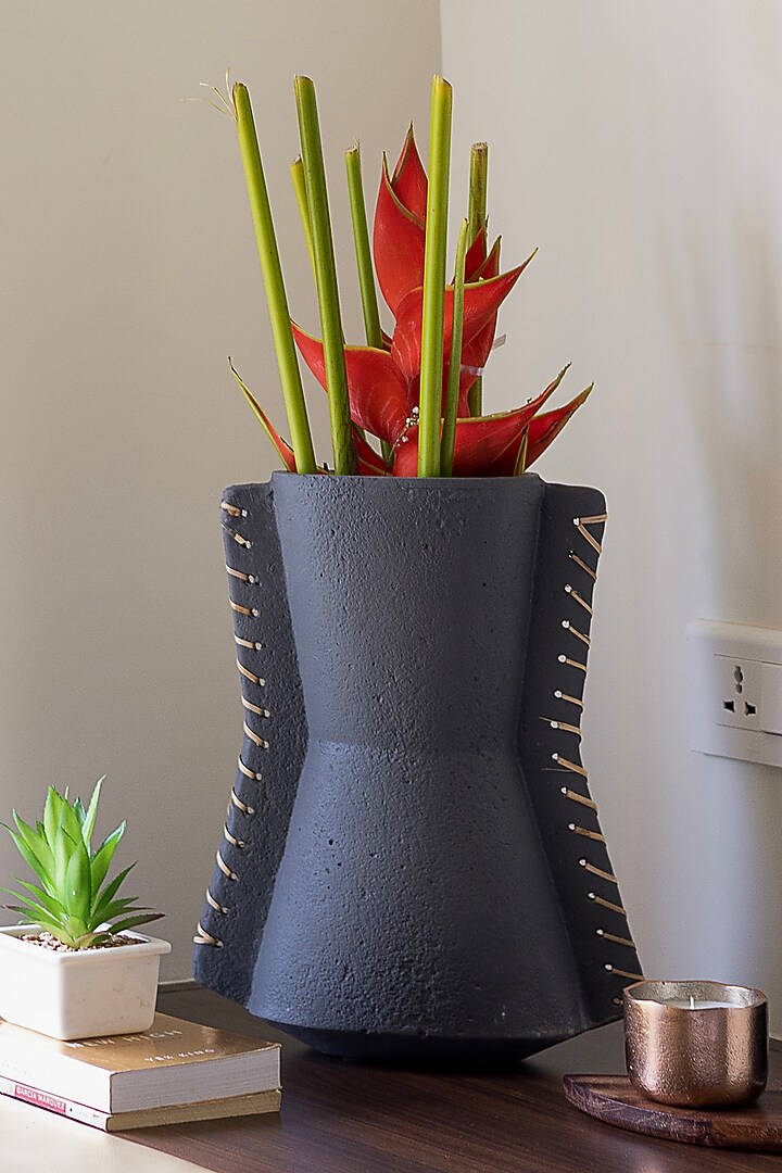 Grey Paper Mache Vase by H2H at Pernia's Pop Up Shop