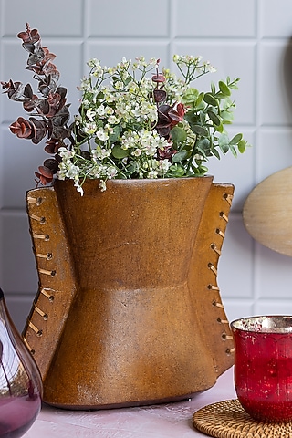 Brown Paper Mache Vase by H2H