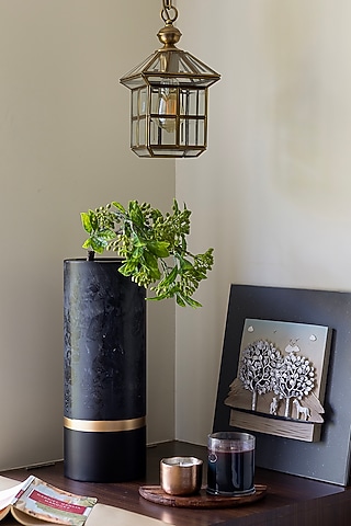Matte Black Paper Mache Vase by H2H