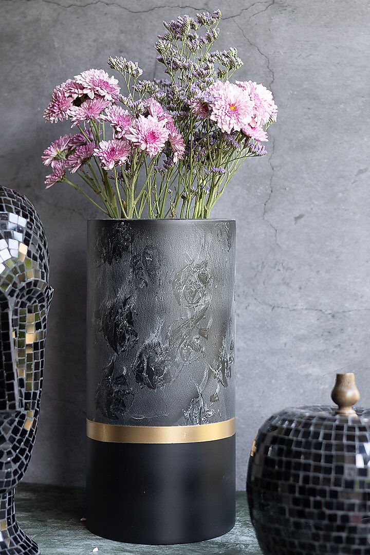 Matte Black Paper Mache Vase by H2H at Pernia's Pop Up Shop