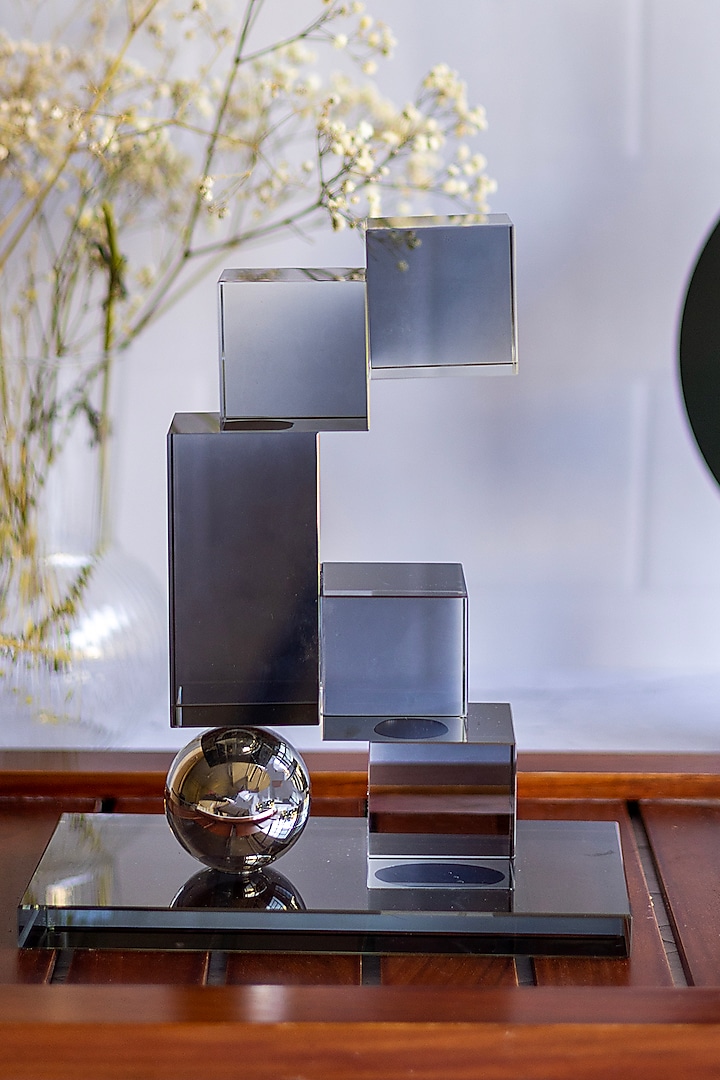 Grey glass Abstract Sculpture by H2H at Pernia's Pop Up Shop