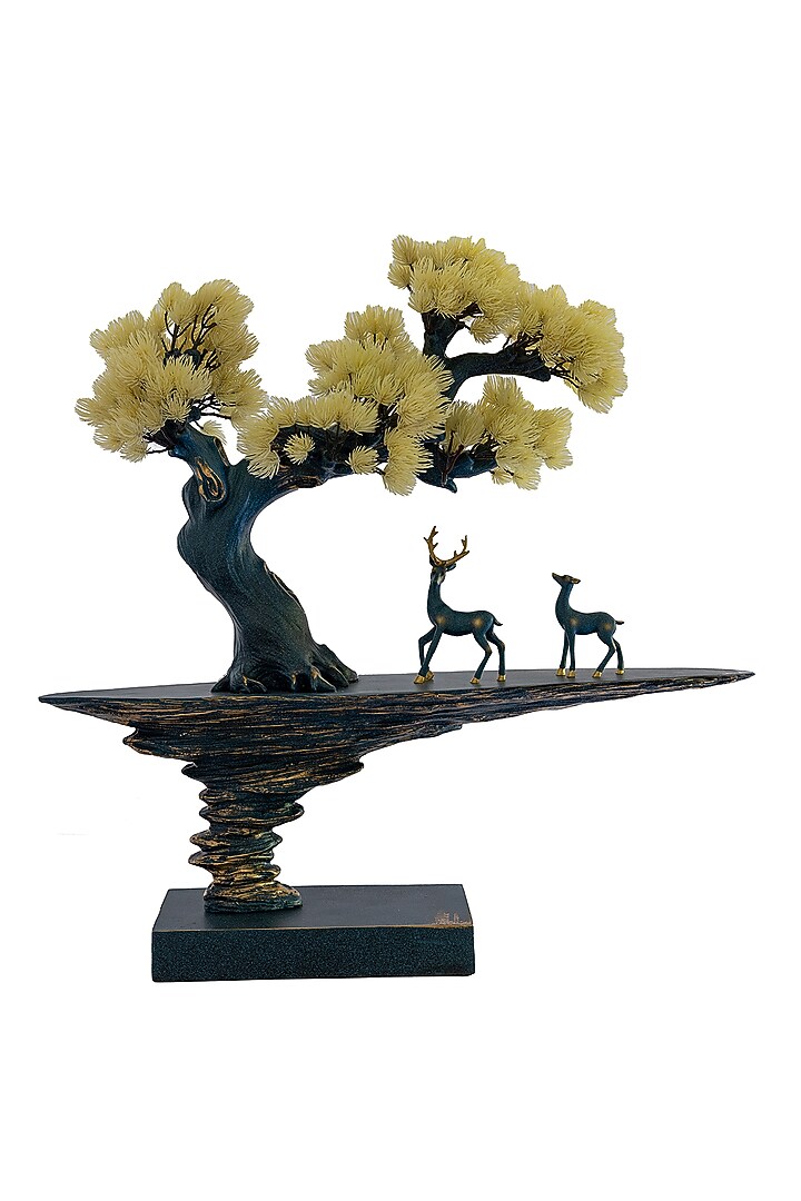 Blue & Off-white Polyresin Deer On A Rise Sculpture by H2H at Pernia's Pop Up Shop