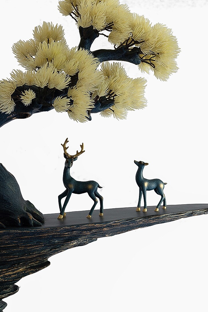 Blue & Off-white Polyresin Deer On A Rise Sculpture by H2H at Pernia's Pop Up Shop