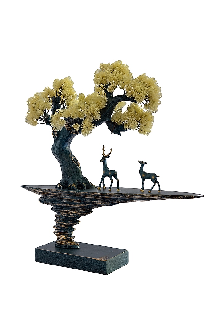 Blue & Off-white Polyresin Deer On A Rise Sculpture by H2H at Pernia's Pop Up Shop