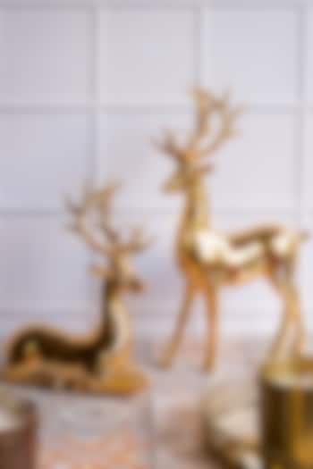 Gold Polyresin Reindeer Sculpture (Set of 2) by H2H