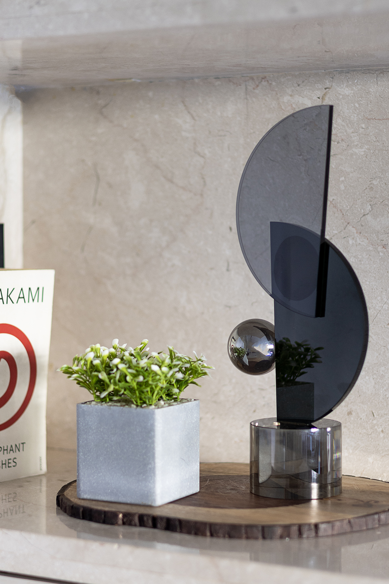 Black & Grey Glass Abstract Sculpture by H2H at Pernia's Pop Up Shop