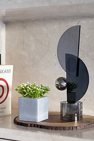 Black & Grey Glass Abstract Sculpture by H2H