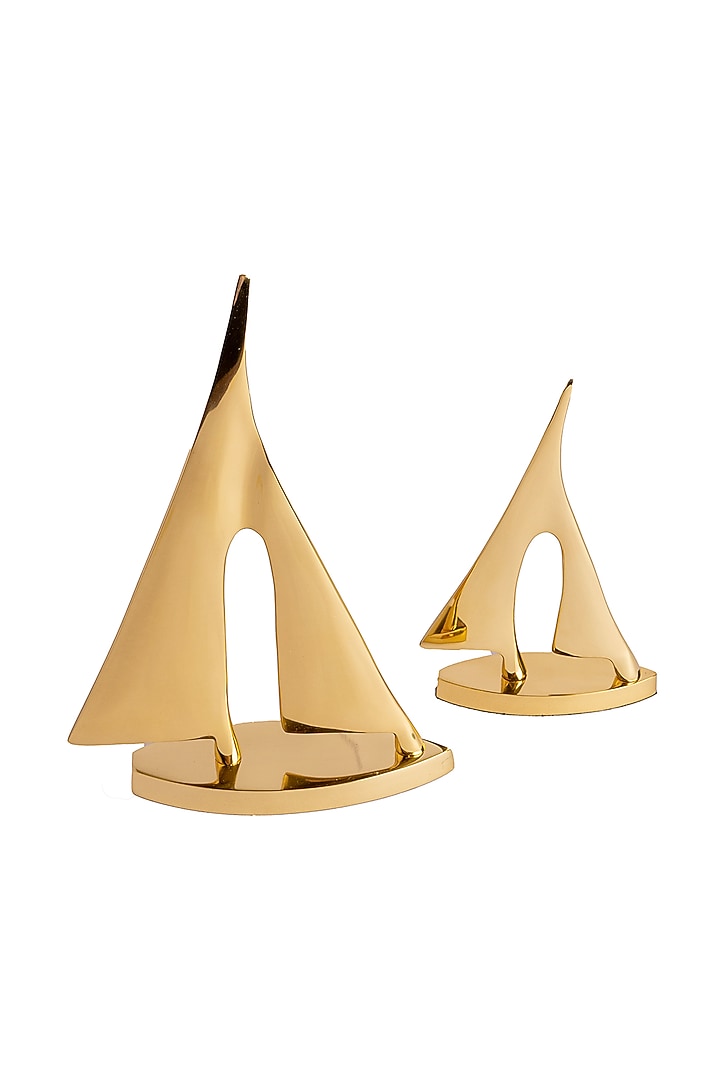 Gold Stainless Steel Sailboat Sculpture (Set of 2) by H2H at Pernia's Pop Up Shop
