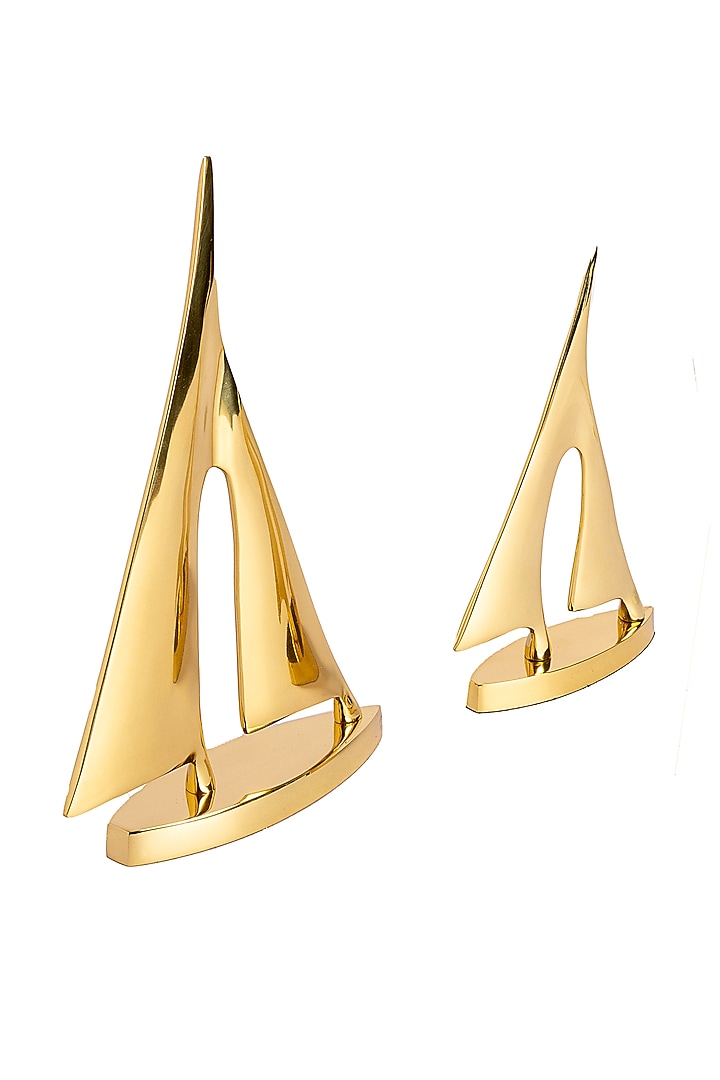 Gold Stainless Steel Sailboat Sculpture (Set of 2) by H2H at Pernia's Pop Up Shop